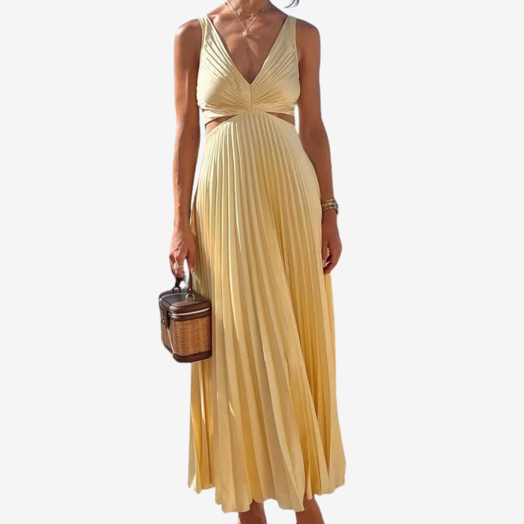 Vivienne™ Abito da sera midi plissettato con schiena scoperta