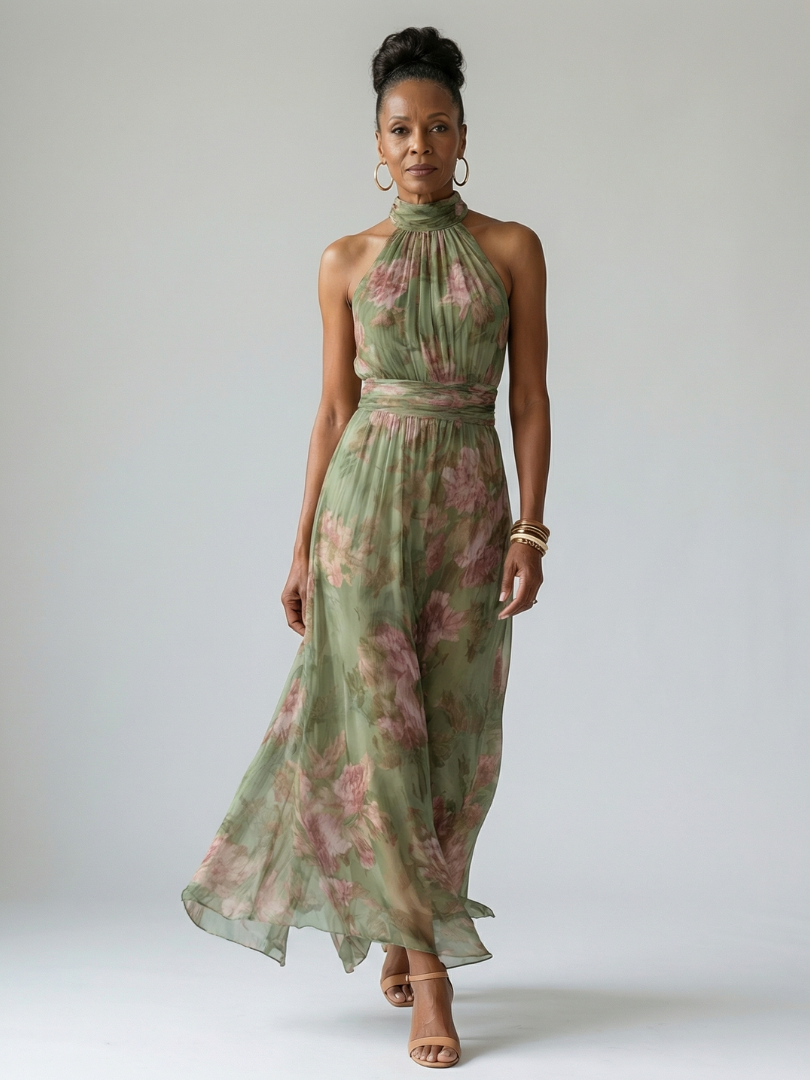 Ginevra | Abito Midi Halter Floreale