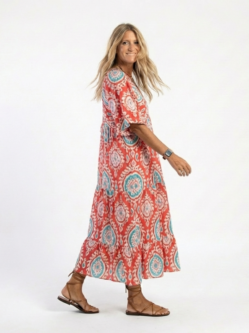 Zahira | Abito Midi con Stampa Paisley e Scollo a V