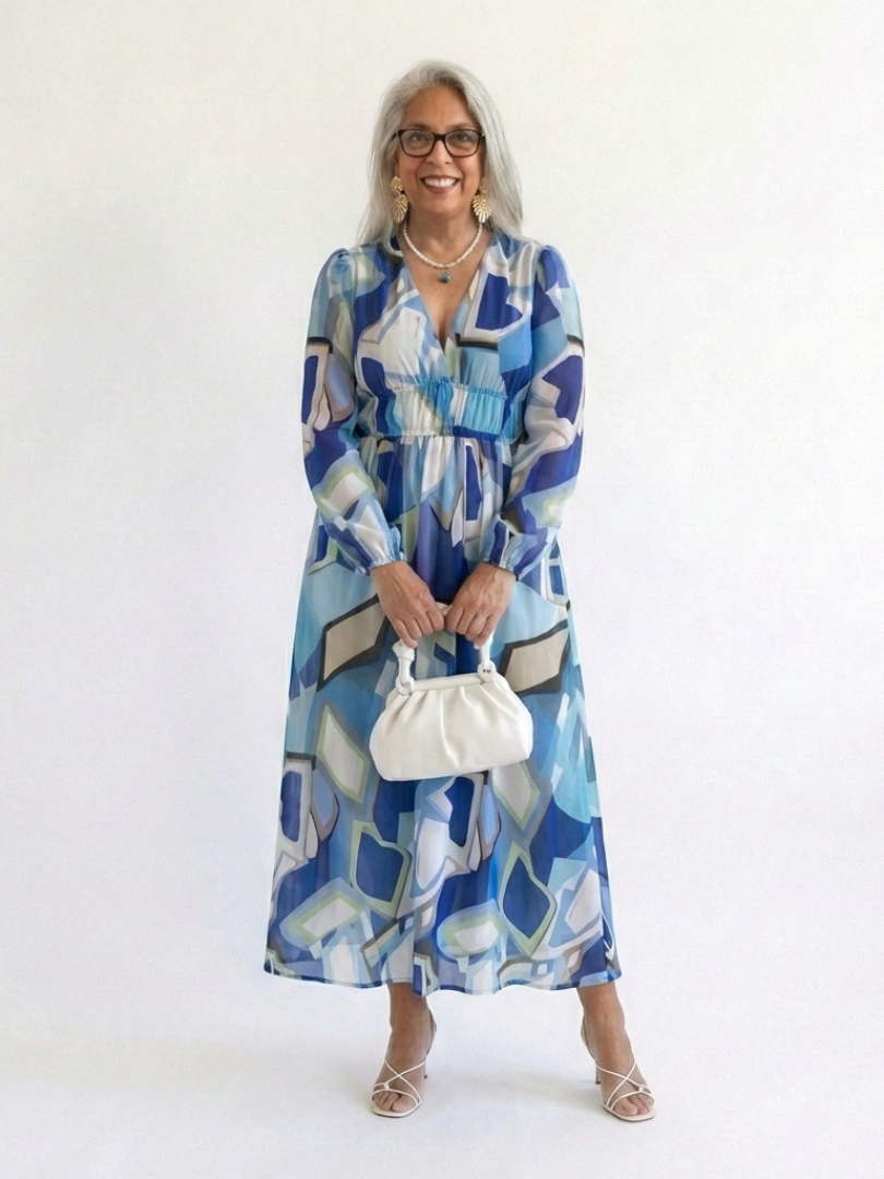 Altea | Abito Maxi Floreale con Maniche Lunghe