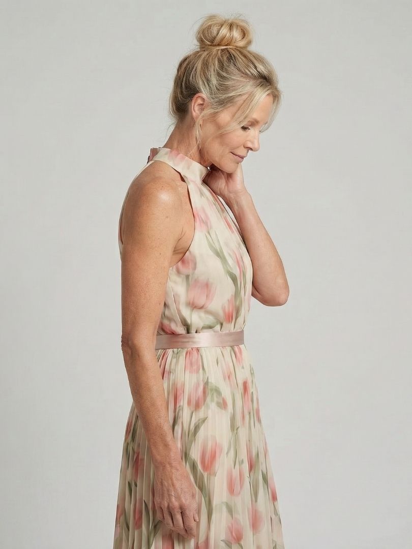 Aurora | Abito Midi Floreale con Scollo Halter