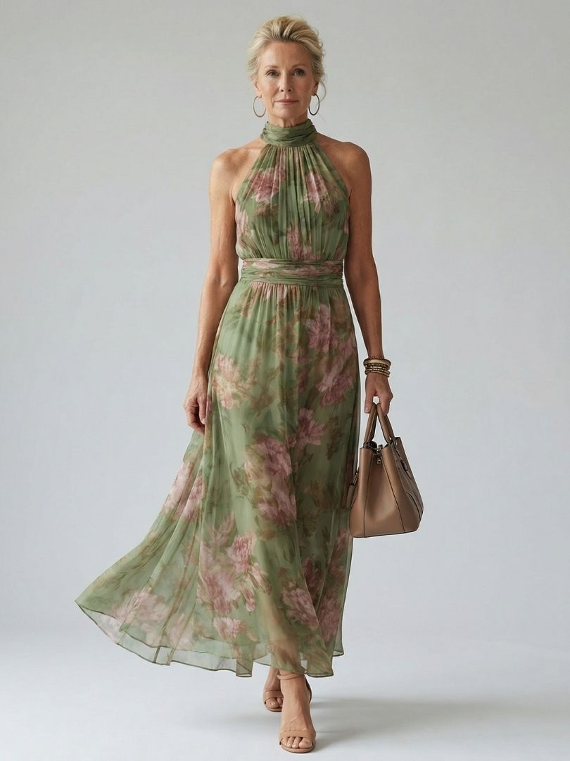 Ginevra | Abito Midi Halter Floreale
