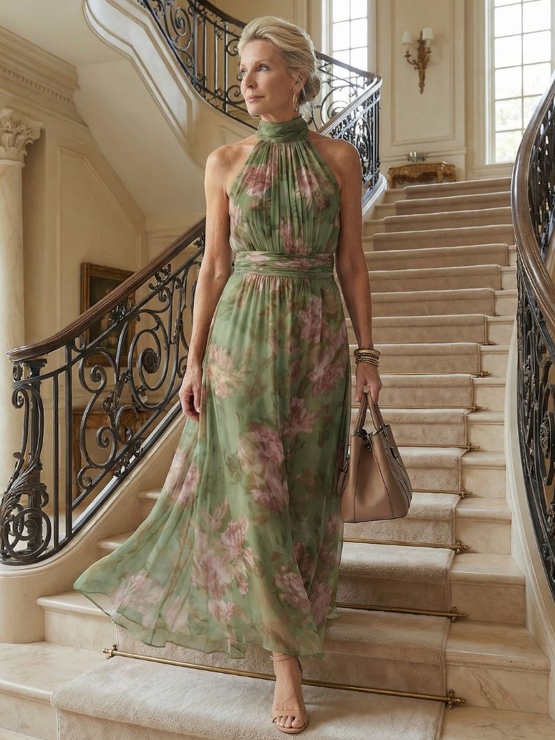 Ginevra | Abito Midi Halter Floreale
