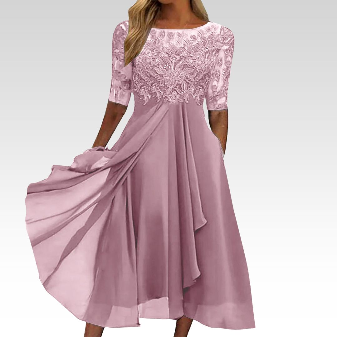 Zaria™ | Abito Midi in Pizzo Valorizzante