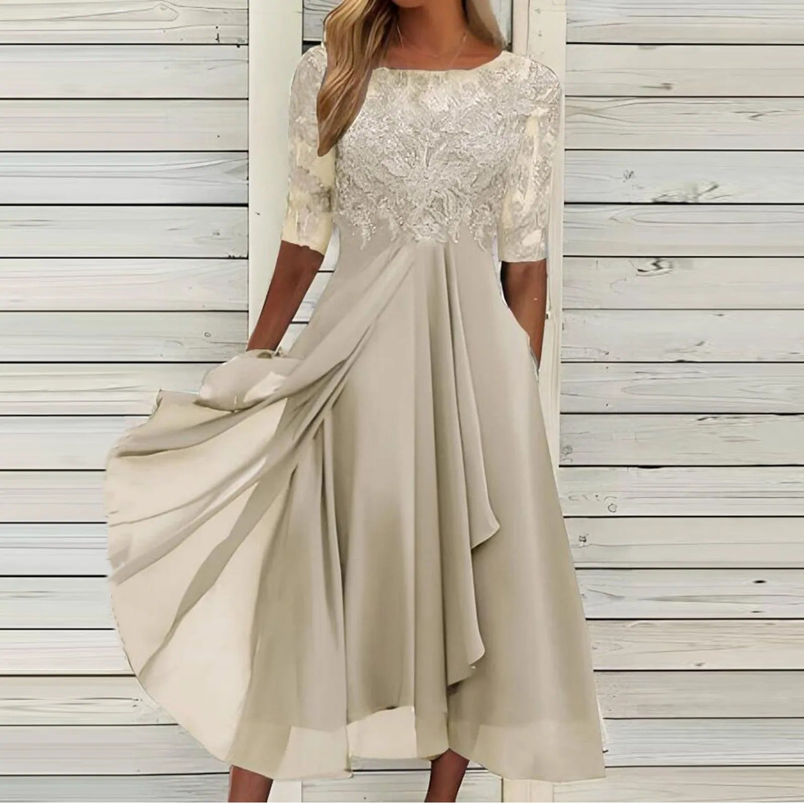 Zaria™ | Abito Midi in Pizzo Valorizzante