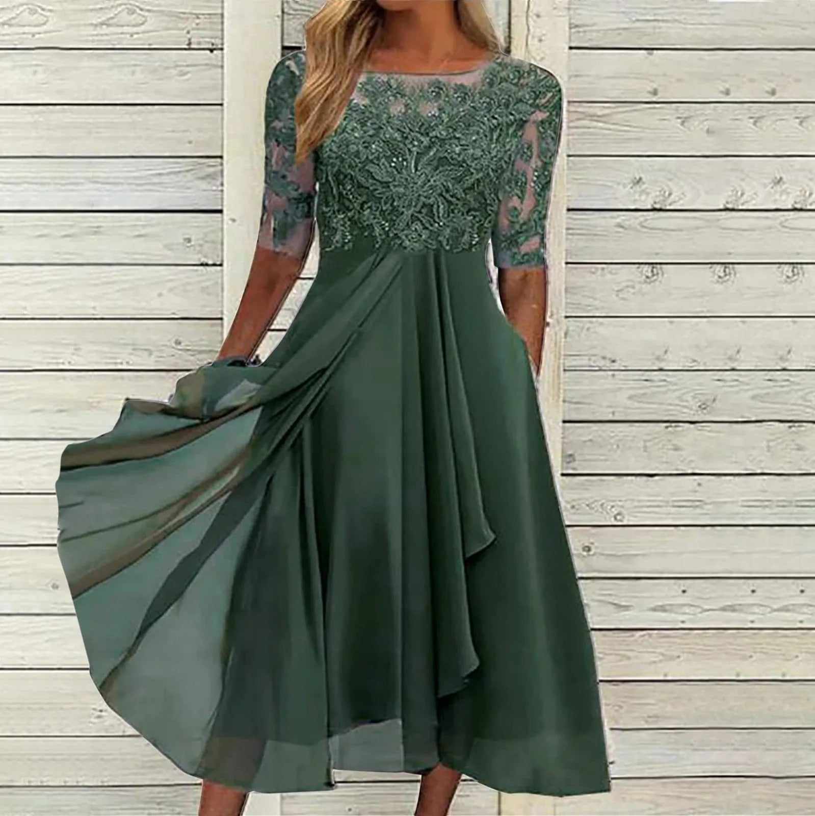 Zaria™ | Abito Midi in Pizzo Valorizzante