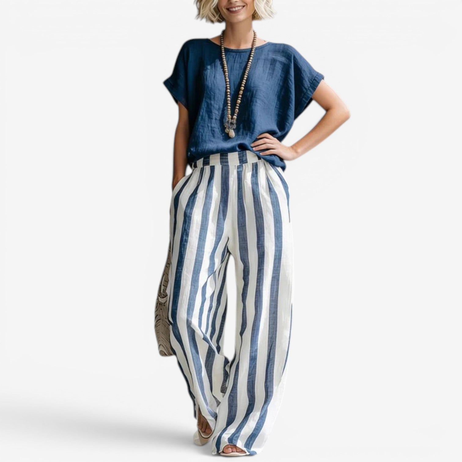 Charice™ Completo due pezzi in lino a righe