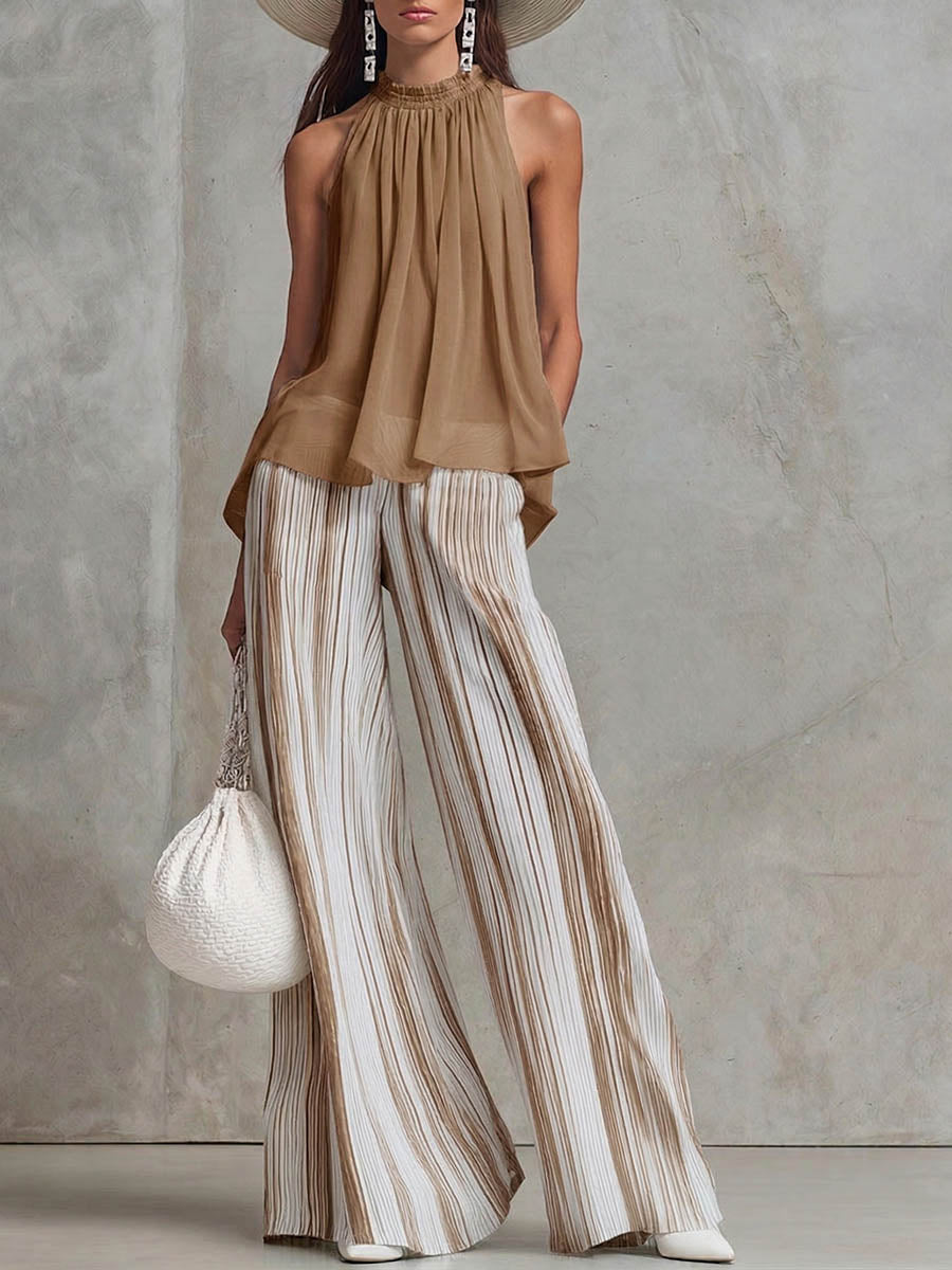 Afrodisia | Set elegante con pantaloni ampi a righe