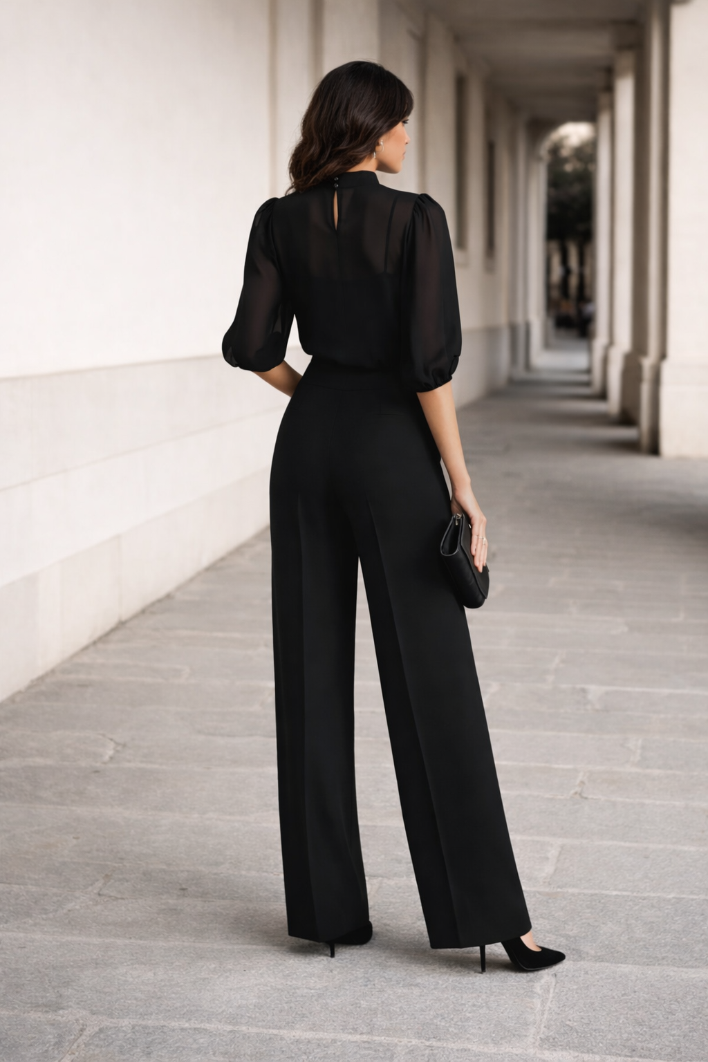 Valentina™ | Set Tre Pezzi con Camicia Trasparente e Pantaloni Larghi