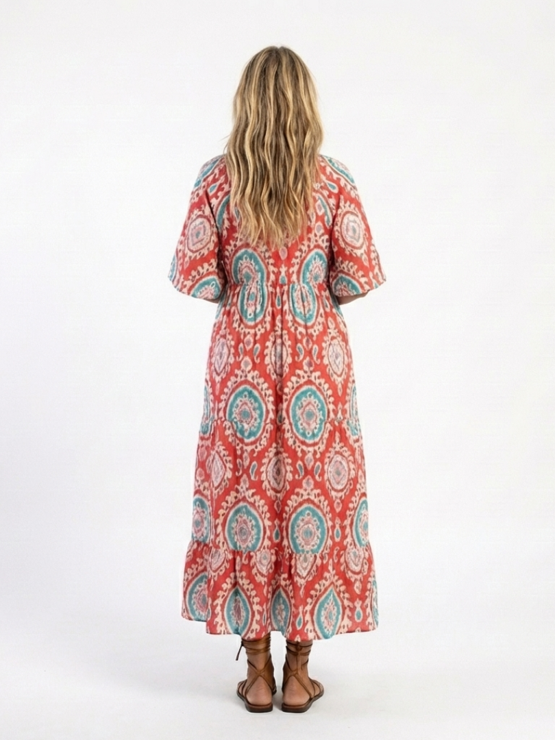 Zahira | Abito Midi con Stampa Paisley e Scollo a V