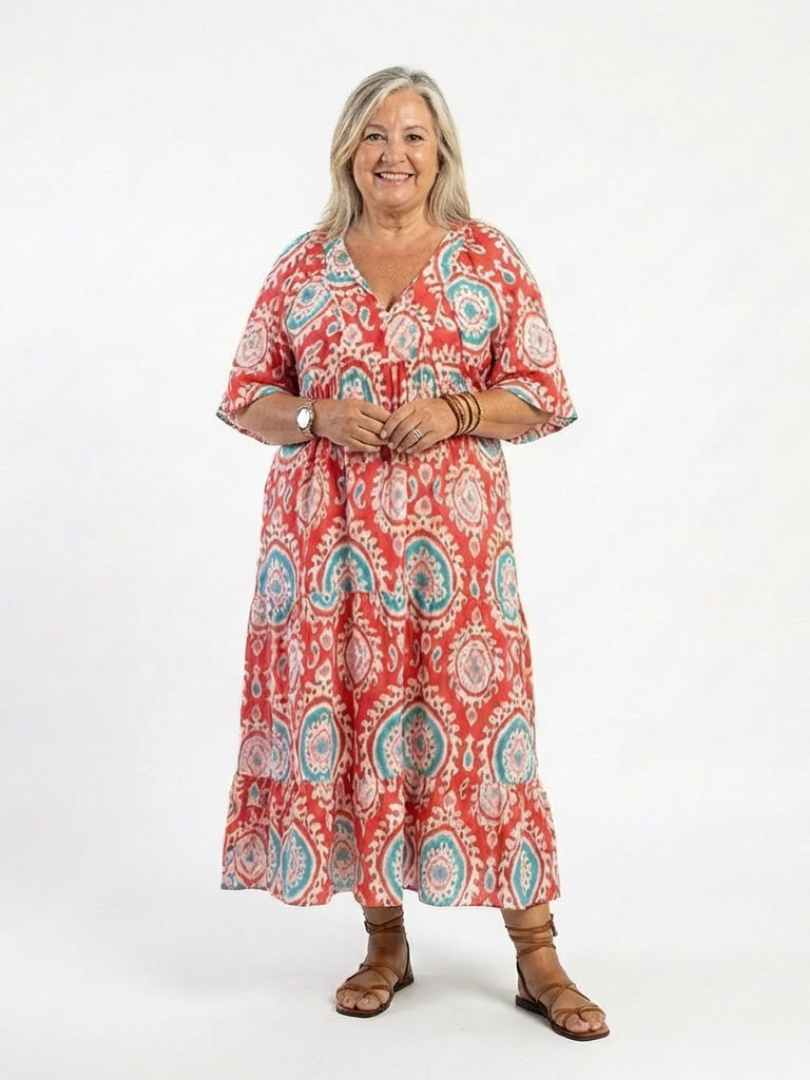 Zahira | Abito Midi con Stampa Paisley e Scollo a V