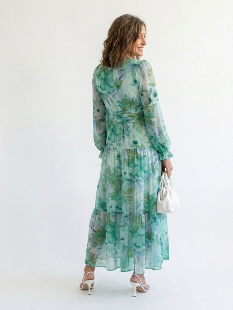 Altea | Abito Maxi Floreale con Maniche Lunghe