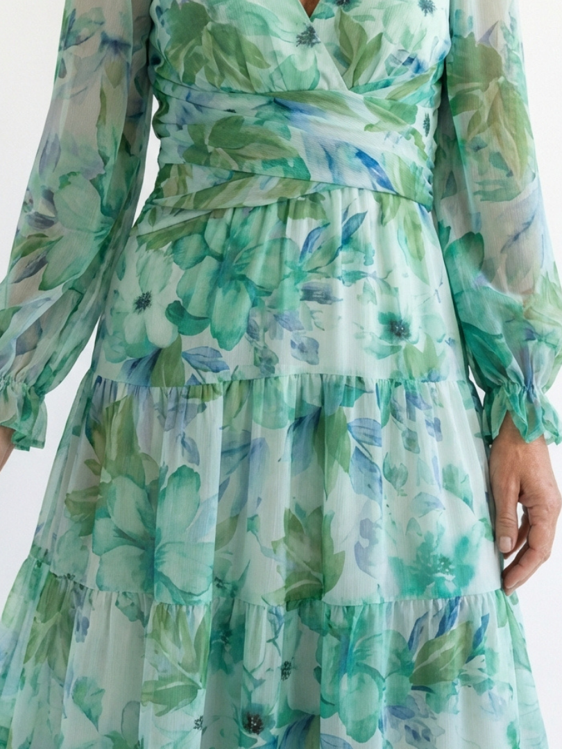 Altea | Abito Maxi Floreale con Maniche Lunghe