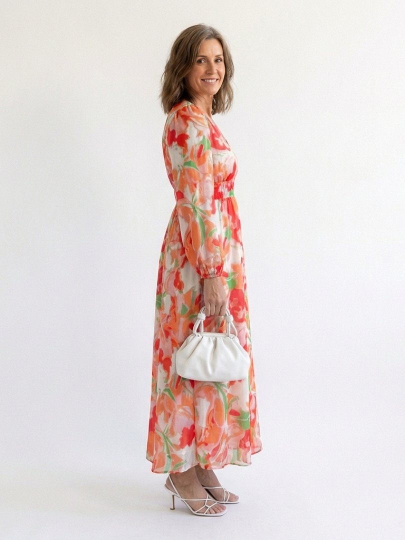 Altea | Abito Maxi Floreale con Maniche Lunghe