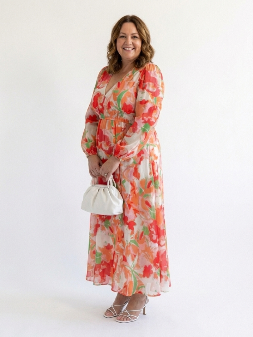 Altea | Abito Maxi Floreale con Maniche Lunghe