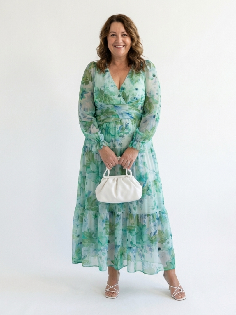 Altea | Abito Maxi Floreale con Maniche Lunghe