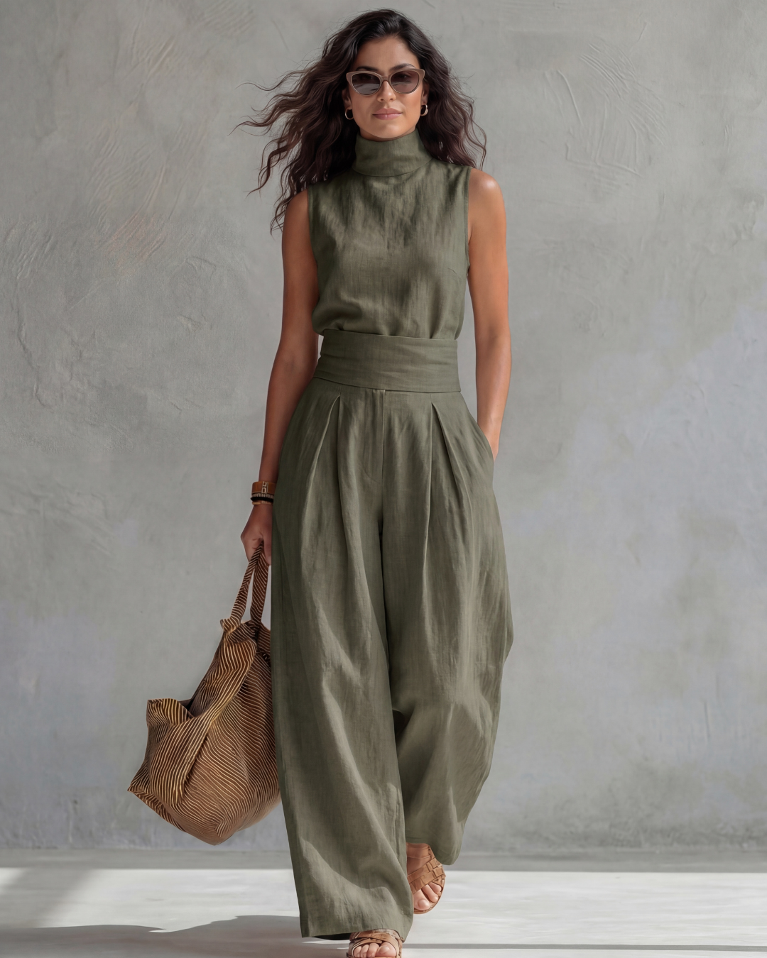 Maria™ | Set Pantaloni a Gamba Larga e Top Elegante