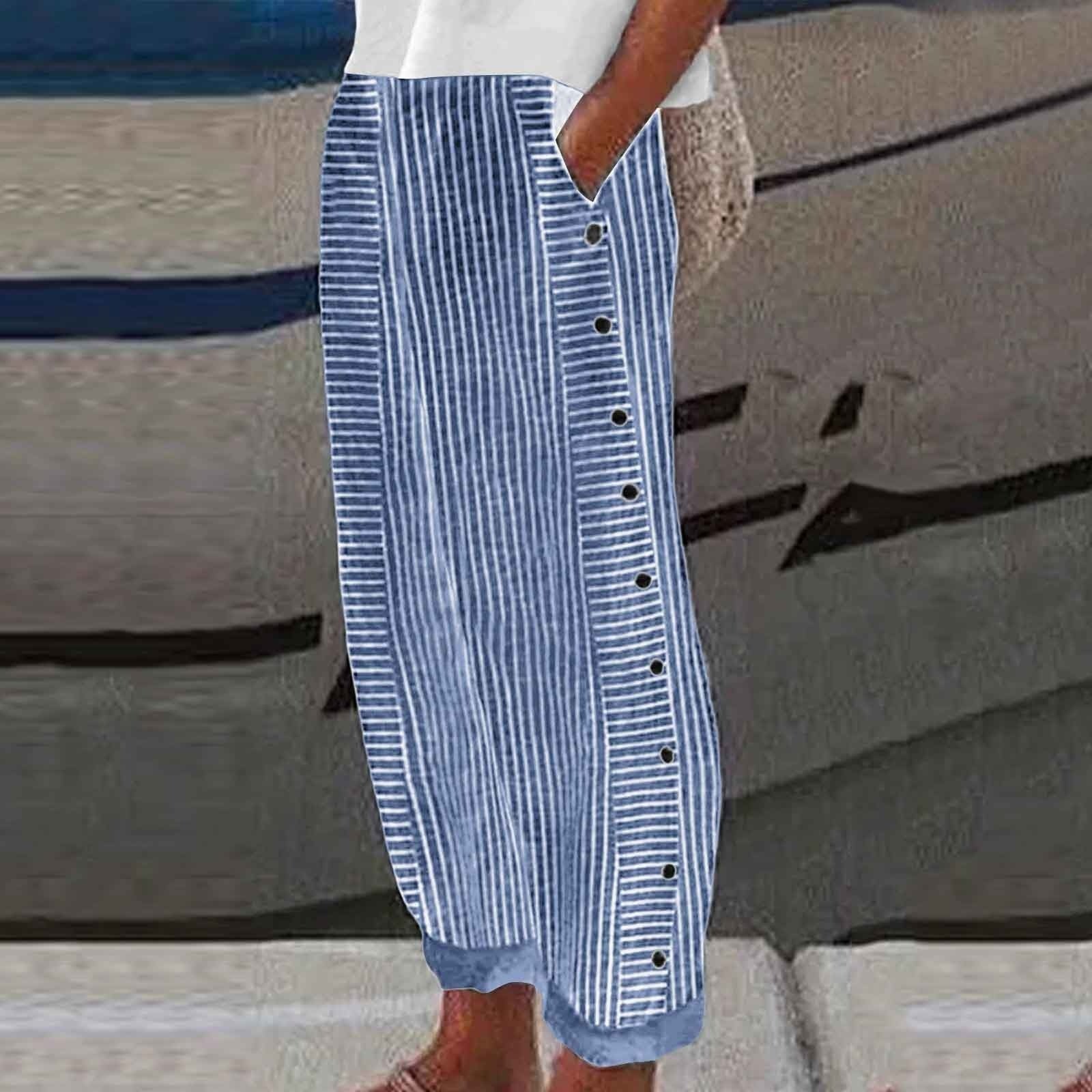 Viennea™ | Pantaloni a Righe con Bottoni