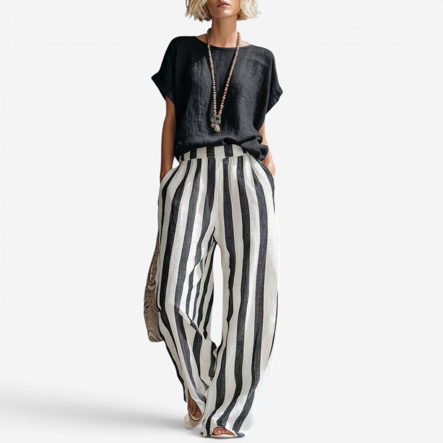 Charice™ Completo due pezzi in lino a righe