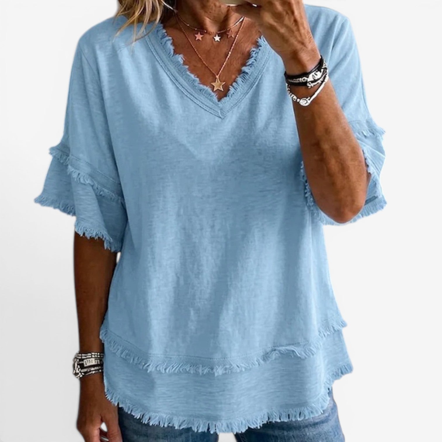 Maritoni™ Blusa a tunica con frange