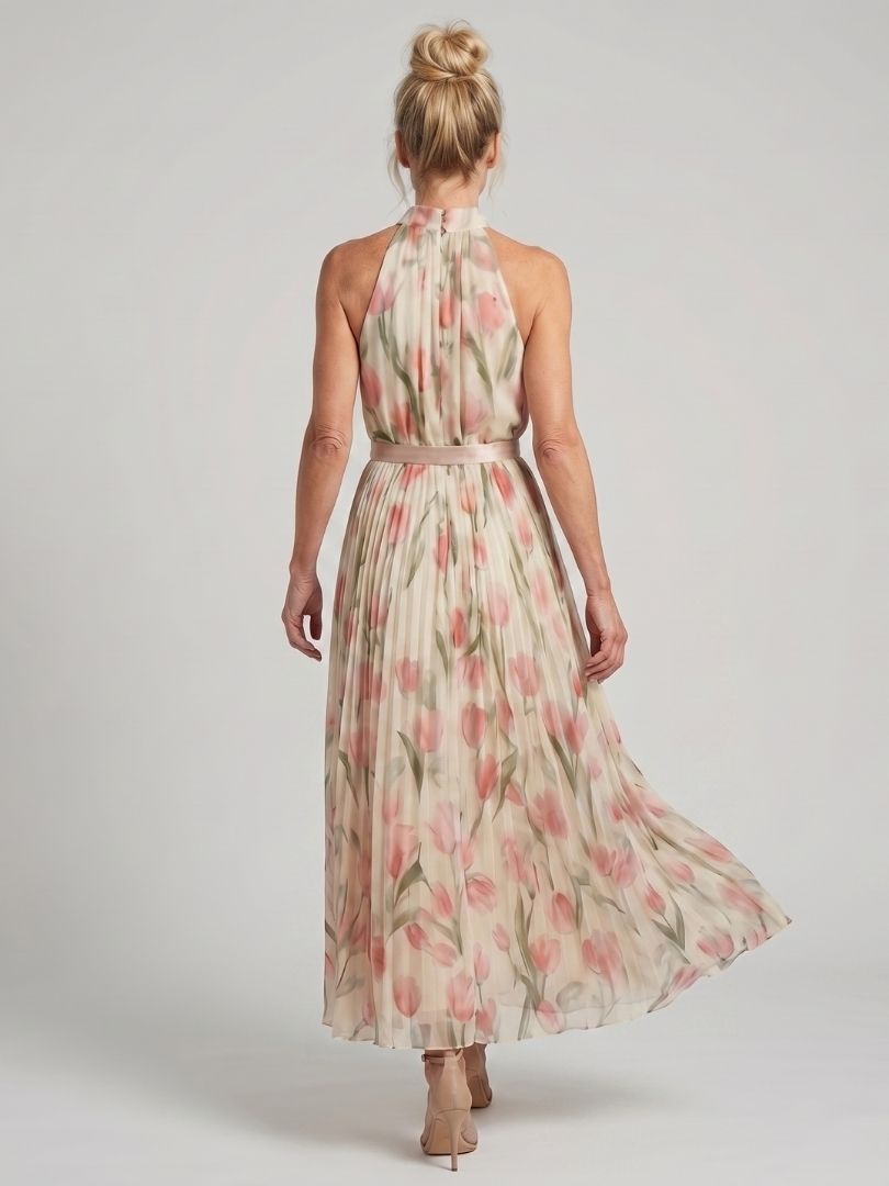 Aurora | Abito Midi Floreale con Scollo Halter
