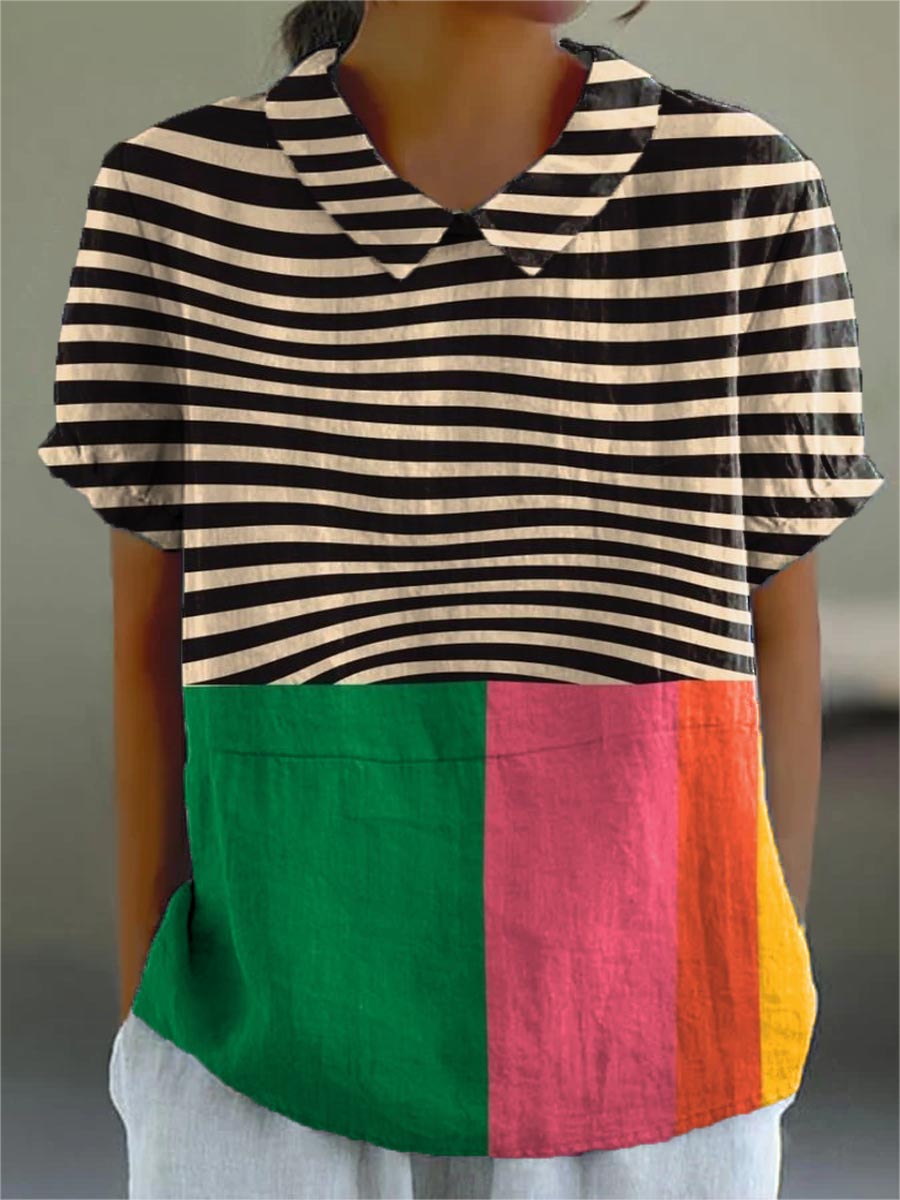 Eva™ | Camicia a Righe Bold e Blocchi di Colore
