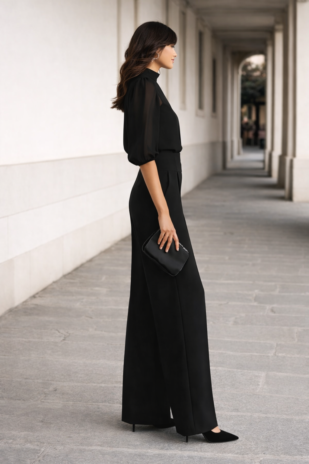 Valentina™ | Set Tre Pezzi con Camicia Trasparente e Pantaloni Larghi