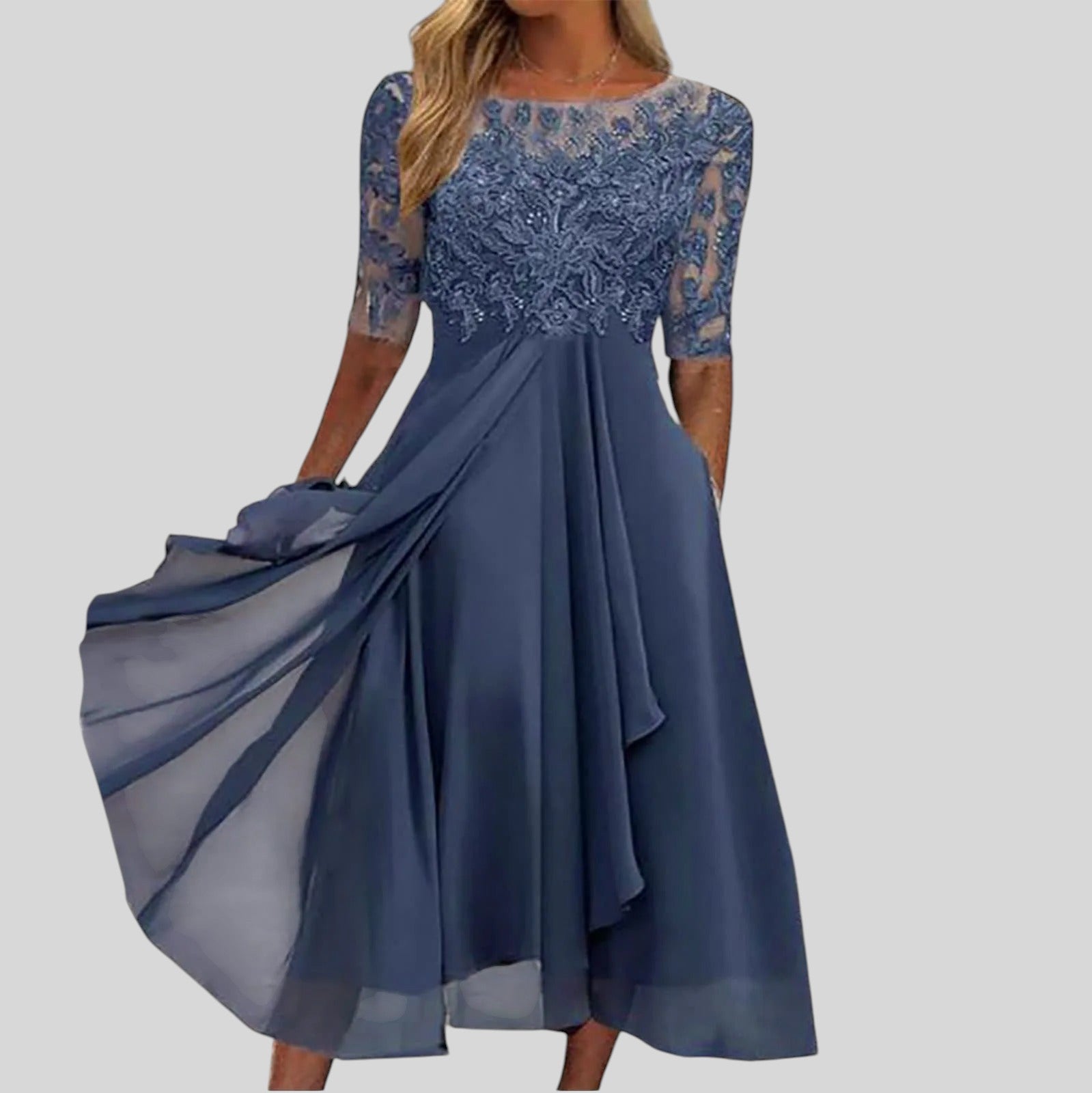 Zaria™ | Abito Midi in Pizzo Valorizzante