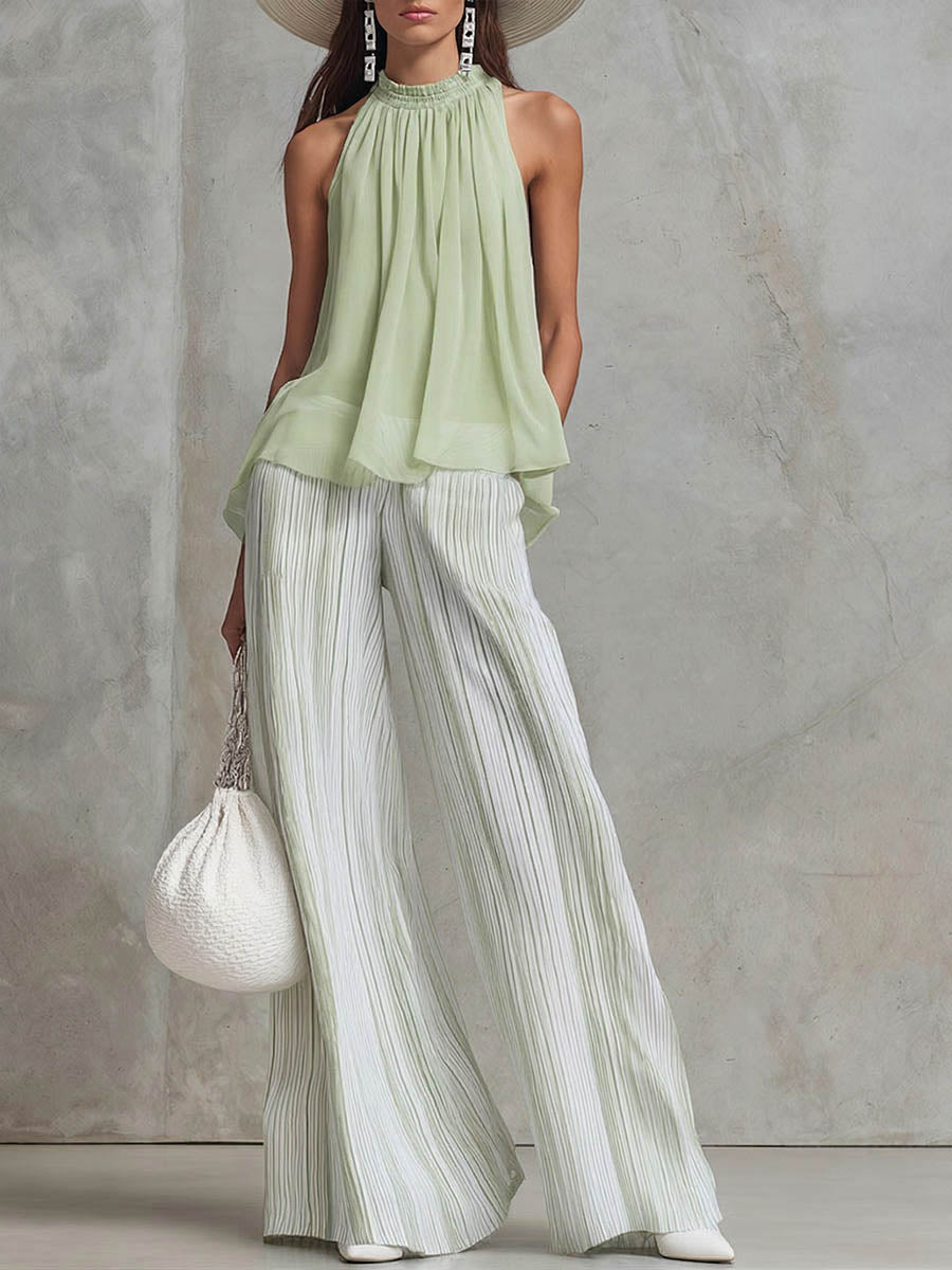 Afrodisia | Set elegante con pantaloni ampi a righe