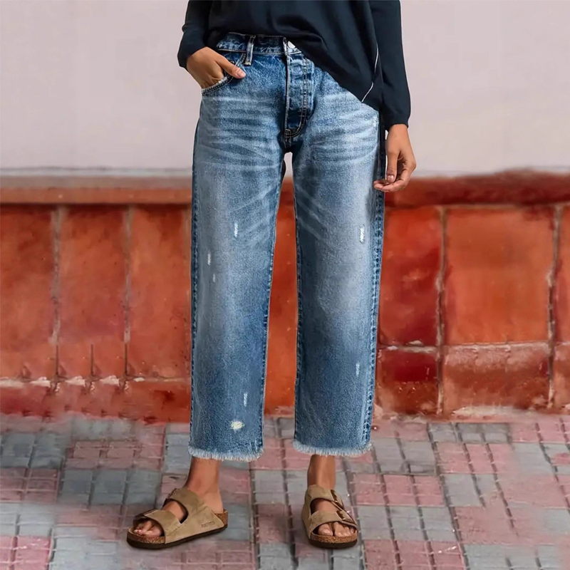 Aberjean™ | Jeans Cropped Dritti Stile Retrò