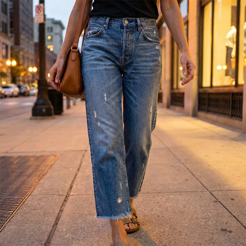 Aberjean™ | Jeans Cropped Dritti Stile Retrò
